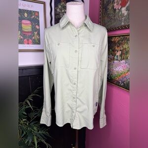 Patagonia Women’s Button-Up Utility Roll Up Long Sleeve Shirt Mint Sz M